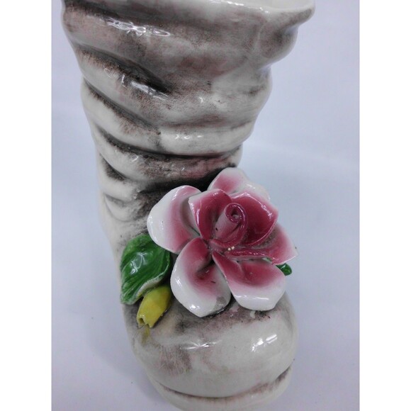 Vintage Capodimonte Ceramic Floral Shoe Boot Vase Planter Figurine Italy 5.5 In - Picture 2 of 6